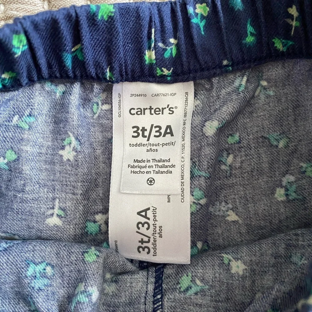 Carter's- 100% cotton toddler 3T Navy Floral matching Set floral button ruffle